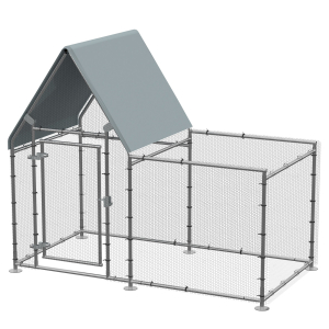 PawHut Walk In Chicken Run Large Galvanized Chicken Coop Hen Poultry House Cage Rabbit Hutch Metal Enclosure 200x105x172cm
