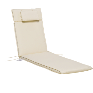 Outsunny Garden Sun Lounger Cushion Replacement Thick Sunbed Reclining Chair Relaxer Pad with Pillow-Cream White