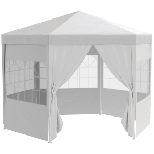 Outsunny 3.4m Gazebo Canopy Party Tent with 6 Removable Side Walls for Outdoor Event with Windows and Doors White