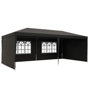 Outsunny 6x3 m Party Tent Gazebo Marquee Outdoor Patio Canopy Shelter with Windows and Side Panels Dark Grey