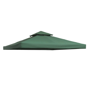 Outsunny 3x3 m Gazebo Top Cover Double Tier Canopy Replacement Pavilion Roof Dark Green