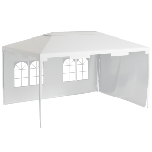 Outsunny 3x4 m Garden Gazebo Shelter Marquee Party Tent with 2 Sidewalls for Patio Yard Outdoor White