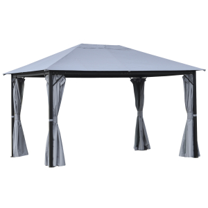 Outsunny 4x3(m) Outdoor Gazebo Canopy Party Tent Garden Pavilion Patio Shelter with Curtains Netting Sidewalls Grey