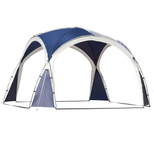 Outsunny 3.5x3.5M Gazebo Outdoor Marquee Tent Garden Sun Shelter Patio Spire Arc Pavilion Camp Sun Shade Blue and Grey