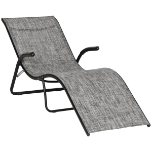 Outsunny Folding Chaise Lounge Chair Reclining Garden Sun Lounger for Beach Poolside and Patio Grey