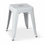Borrello B1989 Tolix Style Metal Low Height Stool in White. Pack of 4.