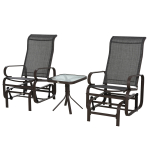 Outsunny 3 piece Outdoor Swing Chair with Tea Table Set Patio Garden Rocking Furniture