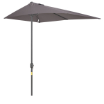 Outsunny Balcony Half Parasol Semi Round Umbrella Patio Crank Handle (2.3m Grey)- NO BASE INCLUDED