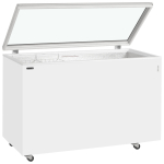 Tefcold ST400 Hinged Glass Lid Chest Freezer White Flat lid 1302mm wide
